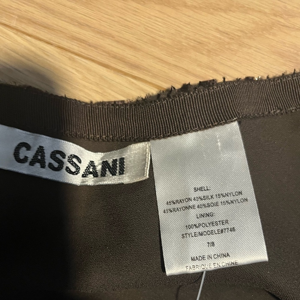 Brown Velvet Floral silk skirt blend size by Cassani 7/8 - Picture 7 of 10